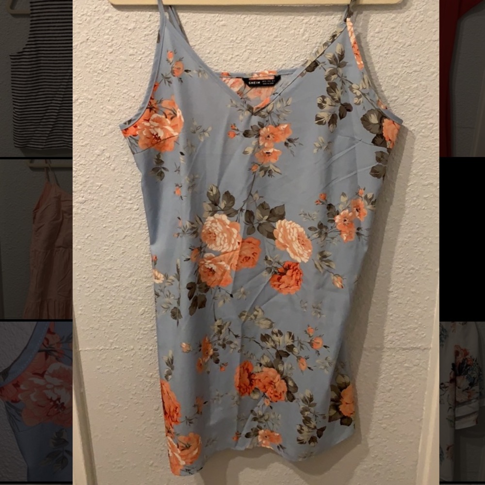 Blue floral slip dress